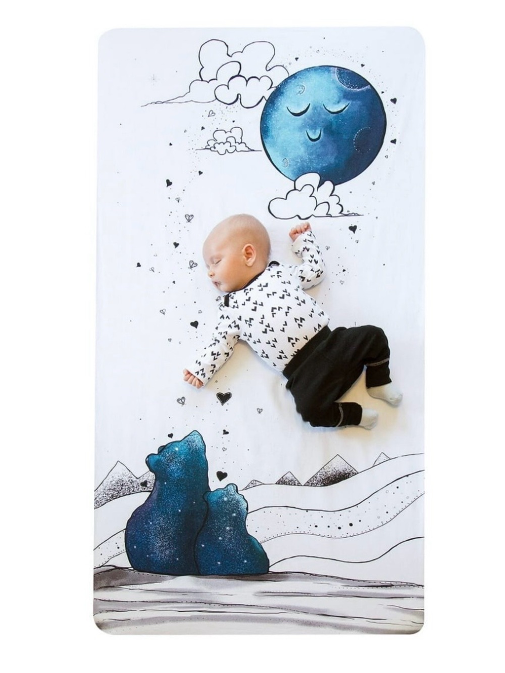 JumpOff Jo & Burt's Bees Baby Fitted Crib Sheet Bundle - Blue Moon & Gray